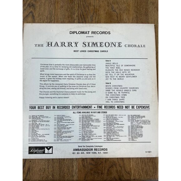 The Harry Simeone Chorale Best Loved Christmas Carols Vinyl Record Album - Picture 5 of 5